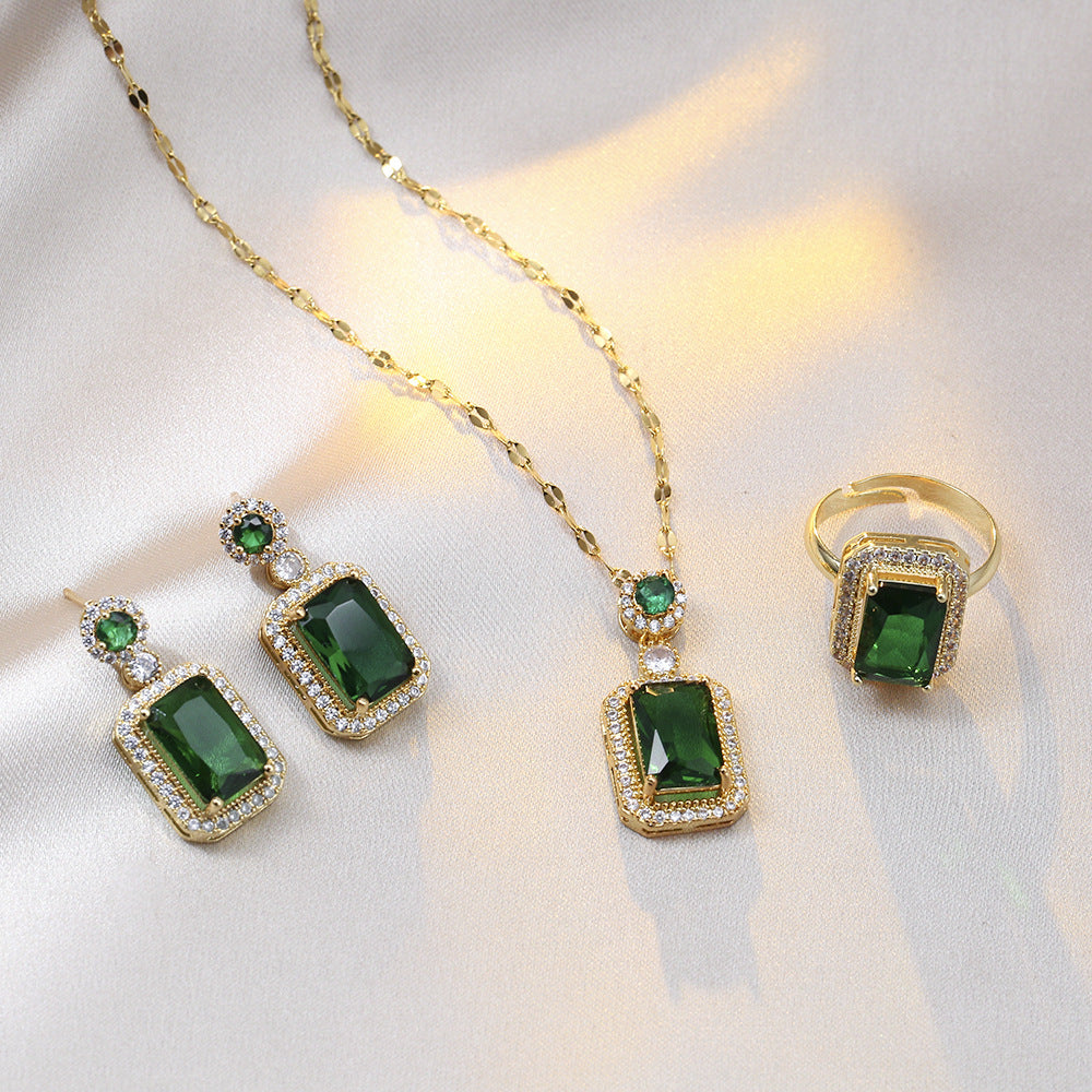 Quadrate Rhinestone Jewelry Set